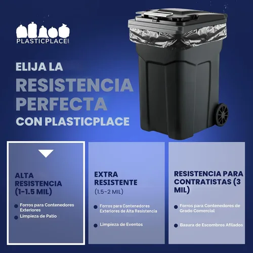 Vista 6 de Plasticplace Bolsas de basura negras resistentes de 95-96 galones - Grado contratista, bolsas de basura extragrandes para construcción y botes
