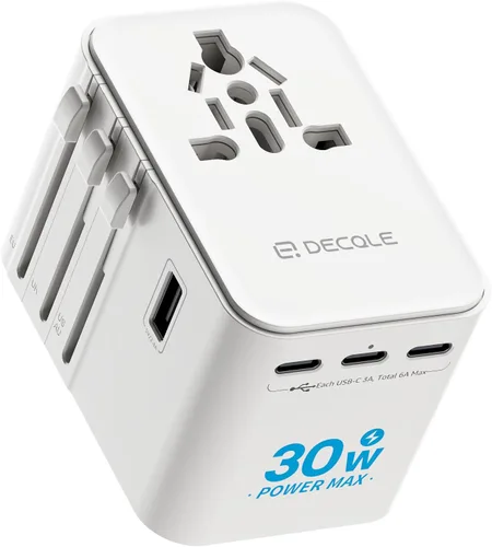 Vista 10 de Adaptador de viaje universal, adaptador de enchufe de viaje internacional con 2 puertos USB-C y 2 puertos USB-A, con toma de corriente AC adicional