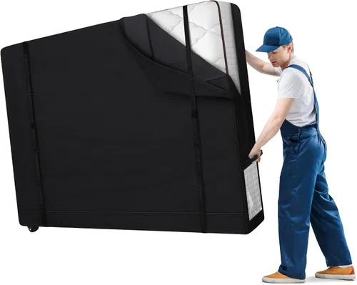 Vista 9 de Bolsa de almacenamiento impermeable para colchón para mudanza y almacenamiento, bolsa reutilizable de lona resistente con cremallera y correas