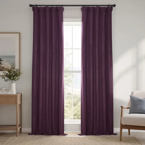 Vista 49 de HPD Half Price Drapes - Cortinas de lino sintético para sala de estar (2 paneles) - 100 pulgadas de ancho x 84 pulgadas de largo - Cortinas