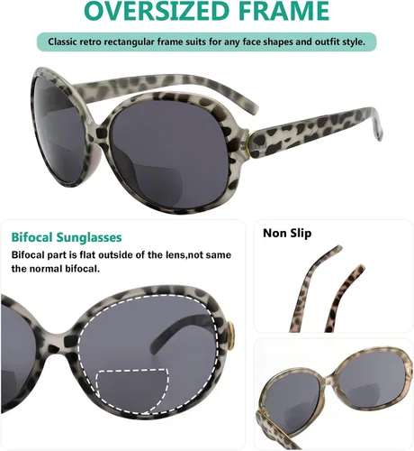 Vista 4 de Eyekepper Gafas de sol bifocales para mujer, lentes de sol para lectura de sol de gran