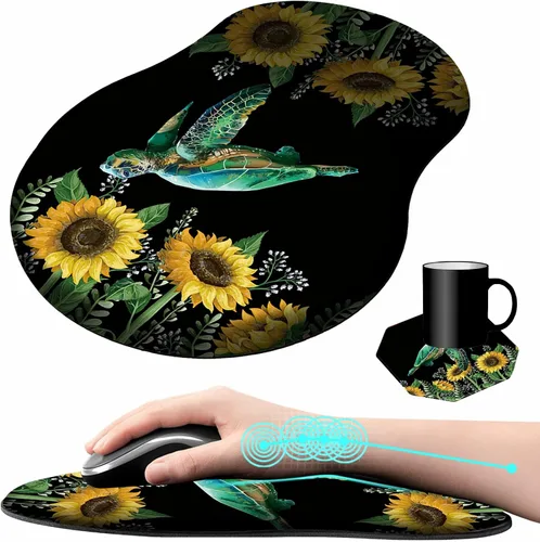 Vista 11 de Alfombrilla de mouse con soporte para muñeca, diseño de mariposa azul, ergonómica, con reposamuñecas para computadora portátil, computadora, hogar