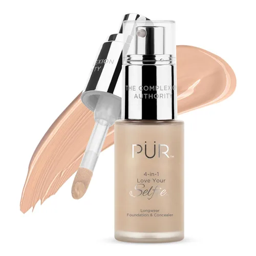 Vista 43 de PÜR MINERALS 4-in-1 Love Your Selfie Foundation & Concealer - Longwear Medium-to-Full Coverage Liquid Makeup Foundation with Hydrating Blend for