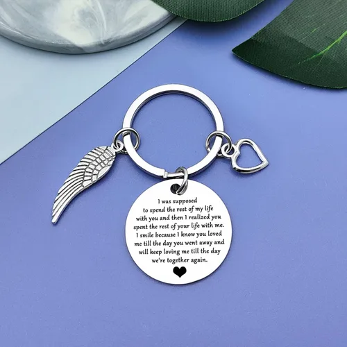 Vista 2 de Vadaka Regalo de condolencia en memoria del esposo, llavero conmemorativo para la pérdida de la esposa, llavero de recuerdo para la familia