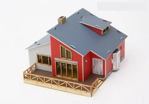 Vista 3 de Kit de modelo de madera de escritorio Casas en el ático / YGPM250 por Young Modeler