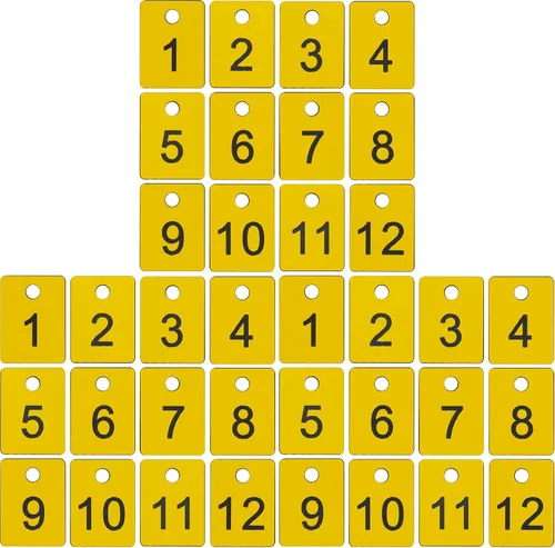 Vista 9 de Etiquetas numéricas de plástico rectangulares StayMax, etiquetas de llave con número, etiquetas de número en disco con agujero (1-50, verde)
