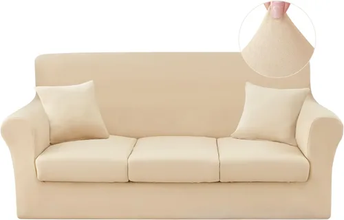 Vista 15 de JQinHome Funda elástica de 4 piezas para sofá, funda para sofá, funda para loveseat con 2 fundas de cojín separadas, protector de muebles lavable