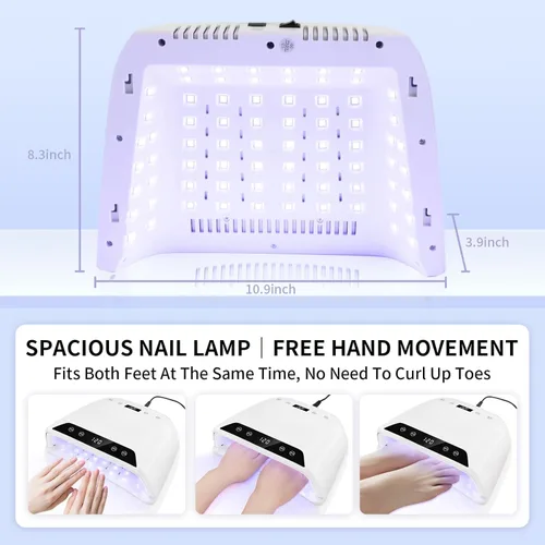 Vista 6 de Lámpara de uñas UV mejorada 2026 para esmalte de gel, 4 temporizadores y sensor automático: lámpara profesional de curado de gel, diseño de cavidad
