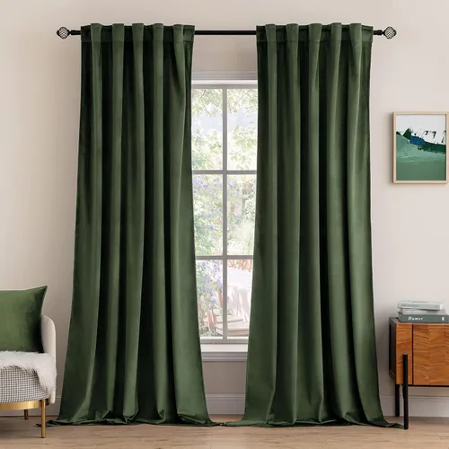 Vista 12 de MIULEE Cortinas de terciopelo de 84 pulgadas de largo, juego de 2 paneles para dormitorio, con pestaña trasera plisada, de lujo, aislamiento