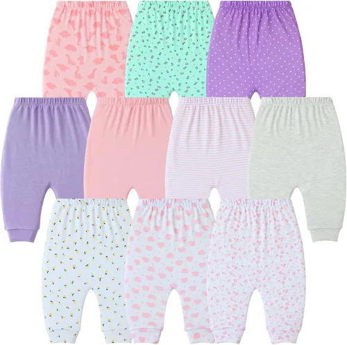 Vista 8 de Hakochia Pantalones para bebé para niños y niñas: 100% algodón, suaves, cómodos, con amplio espacio para pañales, 0-36 meses Multicolor-1