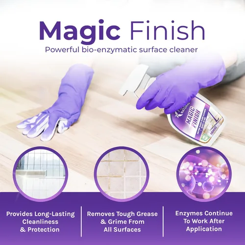 Vista 2 de Hygea Natural Magic Finish - Limpiador de suelos a base de enzimas sin químicos, sin enjuague, fórmula biodegradable, elimina la acumulación