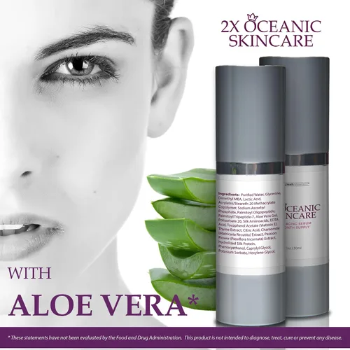 Vista 6 de 2X Oceanic Skin Care Serum - Suero antienvejecimiento para 2 meses de suministro - Suero regenerativo rico en péptidos con alfa hidroxiácidos