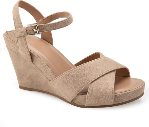 Vista 2 de Aerosoles Sandalia de cuña pastel para mujer, gris pardo imitación de gamuza