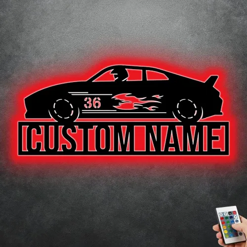 Vista 17 de Arte de pared de metal personalizado para motocross con luz LED, luz nocturna personalizada con nombre de motocross, decoración de lámpara de neón