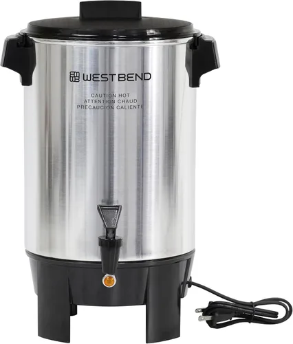 Vista 6 de Cafetera West Bend de aluminio altamente pulido con control automático de temperatura, preparación de una taza por minuto y fácil limpieza. Incluye