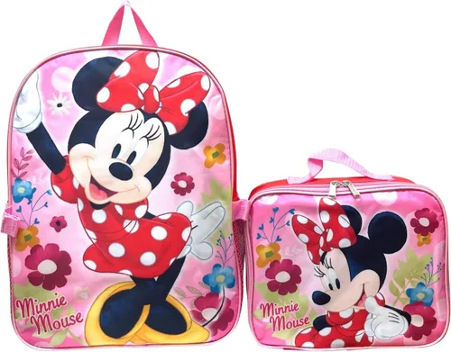 Vista 2 de Minnie Mochila Mouse de 16 pulgadas con lonchera desmontable para niña
