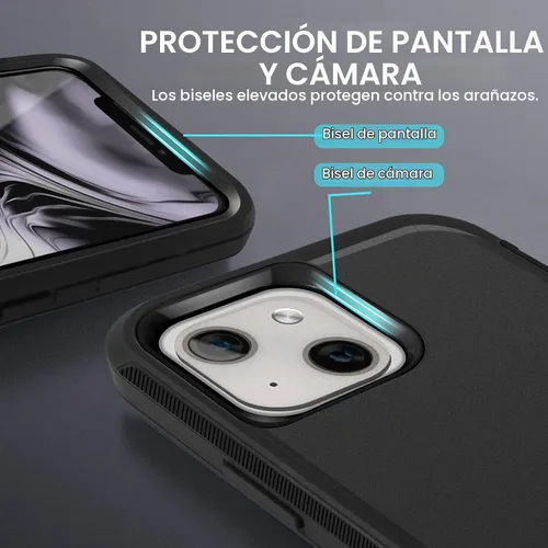 Vista 5 de AICase para iPhone 13/iPhone 14 con funda con clip para cinturón, protector de pantalla, funda protectora resistente de grado militar, protección