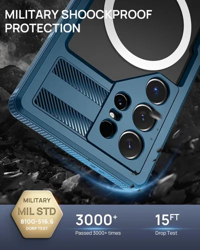 Vista 5 de Lanhiem Funda Magnética para Samsung Galaxy S25 Ultra, Funda Impermeable y Resistente al Polvo IP68, [Compatible con Magsafe]