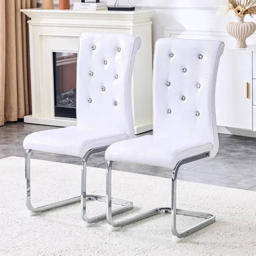 Vista 34 de gopop Juego de 2 sillas de comedor Juego de sillas de cocina modernas Cojín de piel sintética Patas de metal de alta resistencia Respaldo
