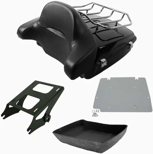 Vista 4 de TCT-MOTORPARTS Maletero y respaldo negro mate cortado para Harley Touring Electra Street CVO Road King Glide 2014-2025
