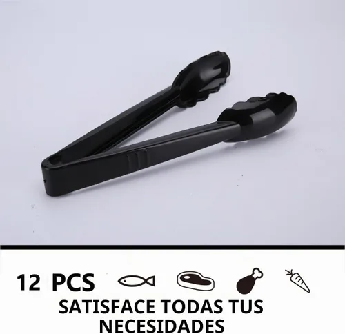 Vista 4 de Pinzas de plástico para cocina, juego de utensilios desechables, 12 piezas, pinzas de ensalada festoneadas de 9 pulgadas resistentes