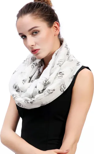 Vista 2 de Lina & Lily Bulldog Dog Print Infinity Bufanda ligera, regalo para los amantes de los perros