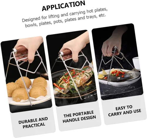 Vista 2 de Abrazadera de tazón de acero inoxidable para platos con clip escaldado, herramienta de cocina para comidas calientes y cuencos