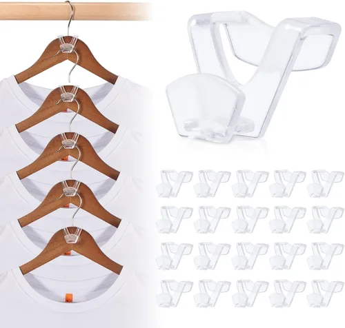 Vista 10 de HOUSE DAY Ganchos Colgadores que Ahorran Espacio Paquete de 20, Negro, Ganchos Conectores de Perchas para Ropa, Ganchos de Perchas Resistentes que