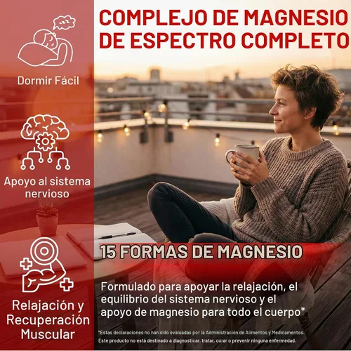 Vista 4 de Complejo de magnesio 15 en 1 de 224 mg - Cápsulas de suplemento de magnesio múltiple, mezcla completa de magnesio y combo - El mejor complejo