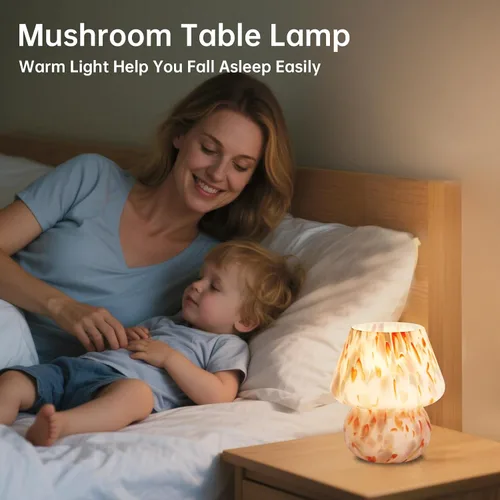 Vista 4 de Dawnwake Lámpara de Mesa con Forma de Hongo para Dormitorio, Pequeñas Lámparas de Escritorio de Mesita de Noche para Sala de Estar, Decoración