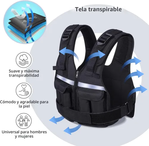 Vista 6 de Sportneer Chaleco con Peso Ajustable Pesos: 2-18 lbs/2-40 lbs Chaleco de Peso Lavable para Caminar 16 en 1 Chaleco de Ajuste Rápido para Rucking
