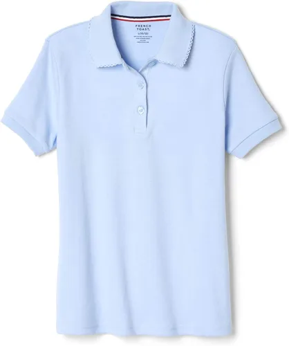 Vista 14 de French Toast Girls' Plus Sized Short Sleeve Polo with Picot Collar Azul marino
