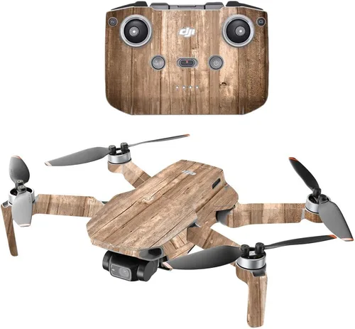 Vista 5 de MightySkins - Compatible con DJI Mini 2 Dron portátil – Madera negra Funda protectora de vinilo duradera y única Fácil de aplicar, quitar