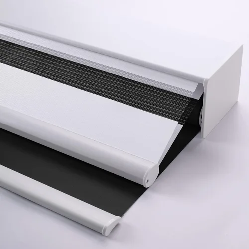 Vista 14 de Manual Day & Night Roller Shade (82010L Grey) Dual layer design for flexible light control, privacy adjustment, UV protection, ideal for bedroom