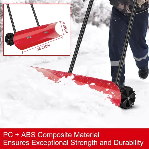 Vista 4 de Brewin Tools - Pala de nieve de 38 pulgadas para calzada, Brewin SnowPro resistente bidireccional con ruedas y hoja angular para una eficiente