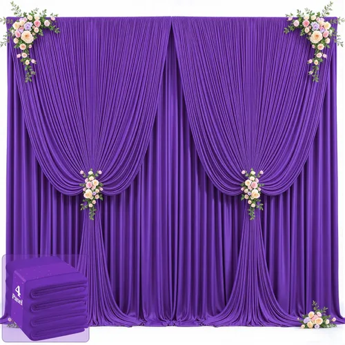 Vista 51 de 20 pies x 12 pies Cortinas de Telón de Fondo Azul Bebé Sin Arrugas para Bodas y Fiestas, Telón de Fondo de Tela Azul, Cortinas para Bodas