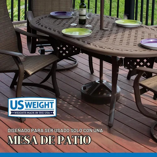 Vista 2 de US Weight Base de sombrilla duradera y rellenable para mesa de patio, capacidad de 50 libras, soporte ajustable resistente para sombrillas al aire
