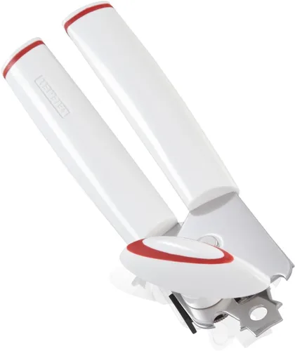 Vista 8 de Abrelatas Leifheit Exact, White Strong Stainless Steel Deluxe Tin Opener, Rueda de corte con engranajes de acero endurecido, Abrelatas eficaz