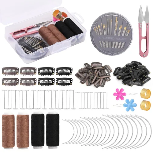Vista 9 de Kit de herramientas de extensión de cabello, 5 colores, 1000 piezas de micro anillos de silicona Hair Styling Tools Accessory with Hair Extension