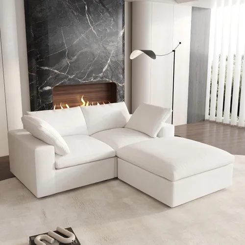 Vista 49 de Cloud - Sofá modular convertible de 80.3 pulgadas en forma de L para sala de estar con otomana de almacenamiento, sofás profundos minimalistas