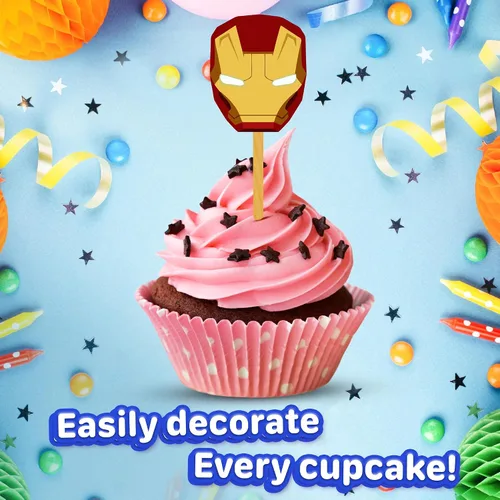 Vista 2 de 24 adornos de metal para cupcakes – Selecciones fuertes para decoración de cumpleaños de niños