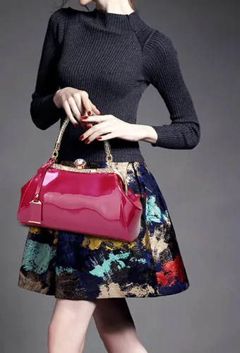 Vista 3 de Bolsos de noche para mujer, de cuero brillante, bolso de mano, mini bolso cruzado de hombro, bolsos vintage para fiesta nupcial