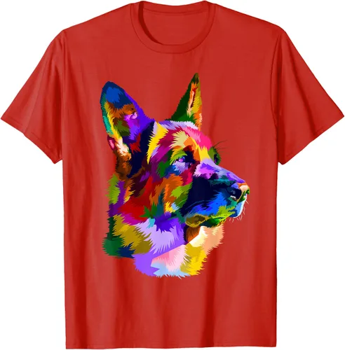 Vista 112 de Camiseta con retrato de pastor alemán para dueños de perros, Negro, S