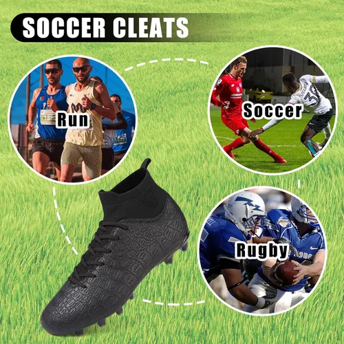 Vista 6 de CBUSTER Tacos de fútbol para hombre, zapatos de fútbol para mujer, tacos de fútbol de césped AGFG