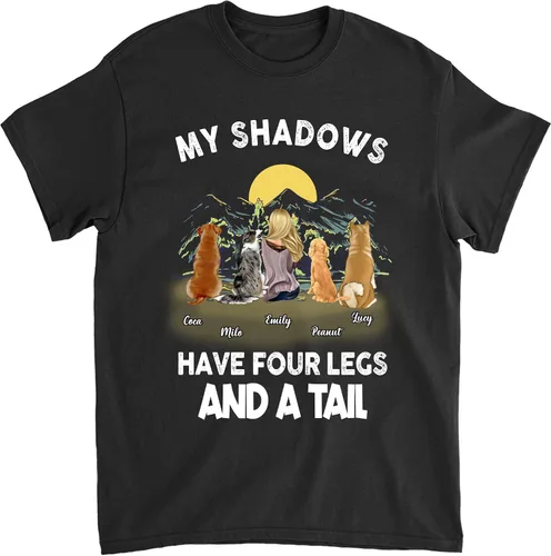 Vista 10 de Gossby Camisa personalizada con texto en inglés «A Girl & Her Dog» para mujeres, amantes de los perros con nombres, 7 tamaños, 5