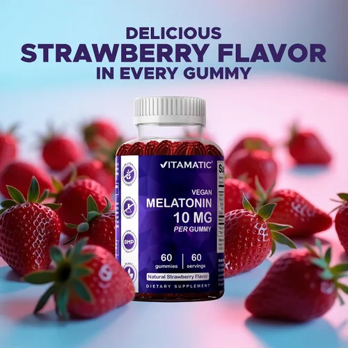 Vista 7 de Vitamatic Melatonina 10 mg por gomita – 60 porciones – 60 gomitas vegetarianas – Suplemento sin hábito