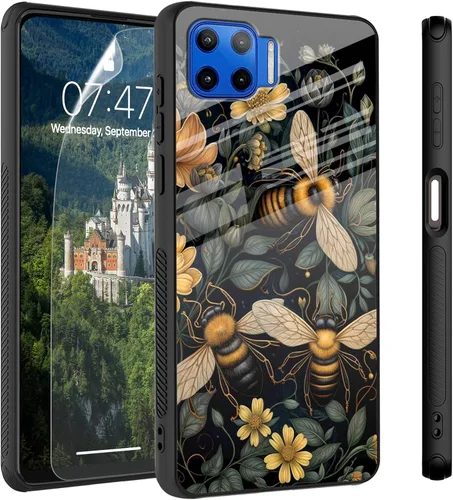 Vista 58 de Funda para Motorola Moto Edge 2022, cubierta trasera de vidrio templado con protector de pantalla, protección a prueba de golpes para Motorola Moto