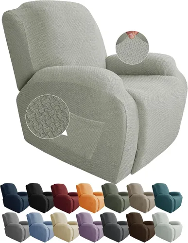 Vista 33 de JIVINER Fundas de sofá reclinable de 8 piezas, fundas elásticas de jacquard para sofá reclinable, fundas para sala de estar, protector suave de 3