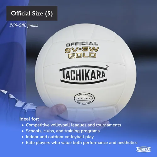 Vista 3 de Tachikara SV5W Gold Pelota de vóley premium, de competición, de piel.