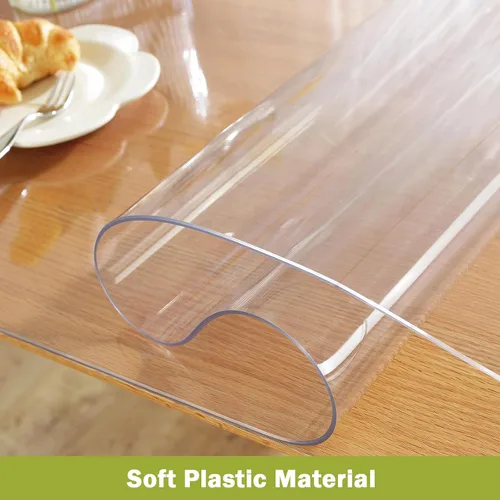 Vista 3 de Protector de mesa transparente de cloruro de polivinilo, cubierta de plástico impermeable, grosor de 1/16 pulgadas (1.5 mm), para escritorio, mesa